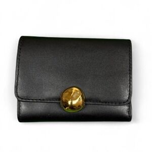 Madewell black leather wallet with gold detail